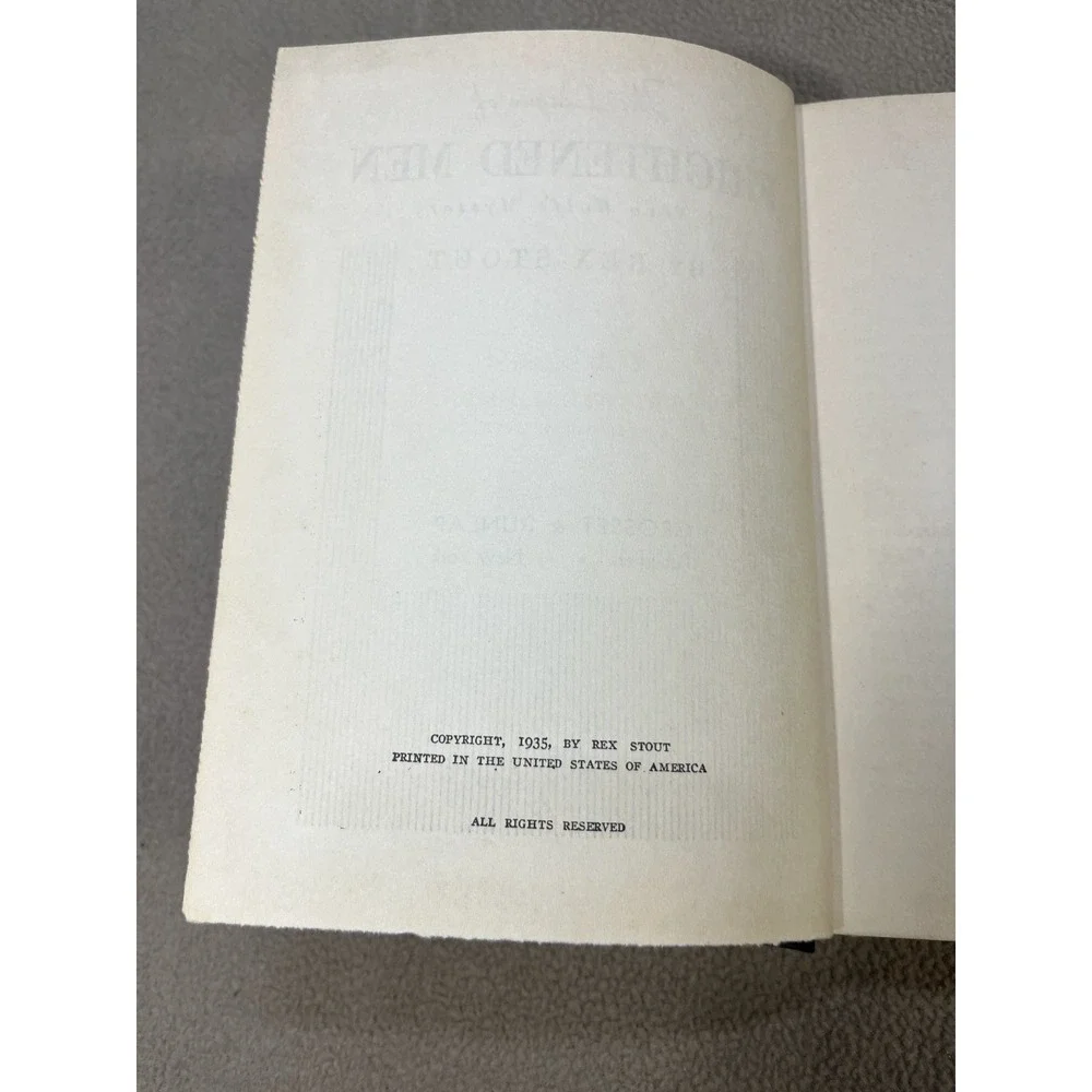 The‎ League of Frightened Men Rex Stout Nero Wolfe Mystery Hardcover Book 1935